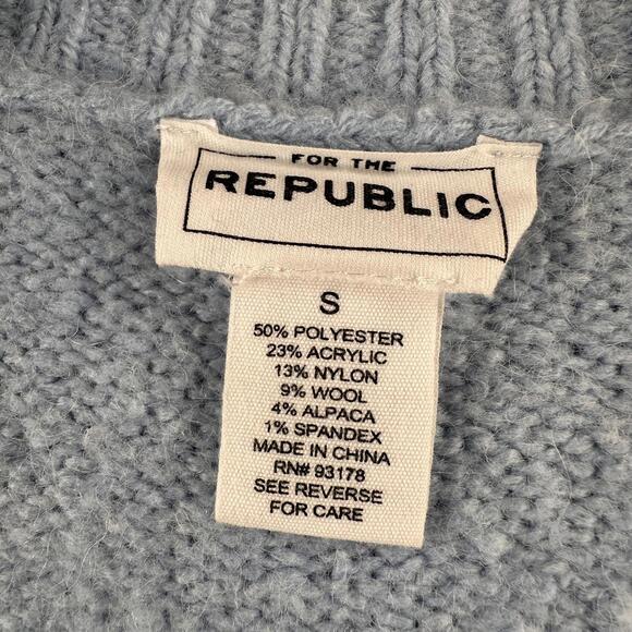 For the Republic Sweater Womens Small Baby Blue Cardigan Chunky Wool Alpaca EUC - Picture 3 of 7
